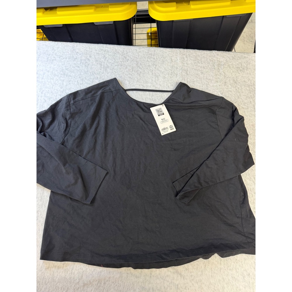 Member's Mark Womens Black Long Sleeve Active Tee Keyhole Back XX-Large NWT